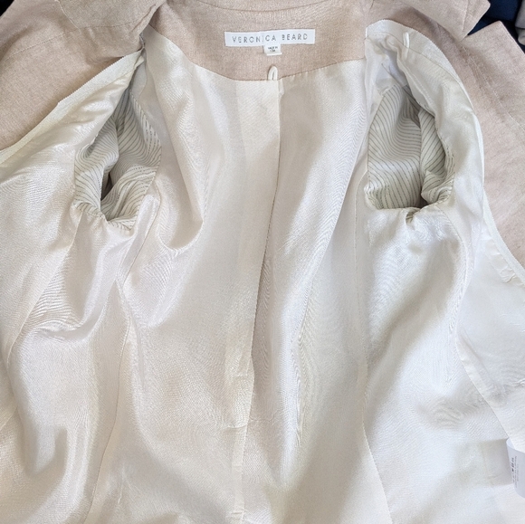 Beard Size 2 Linen UpCollar Beige Tan Dickey Jacket Blazer - Picture 13 of 14